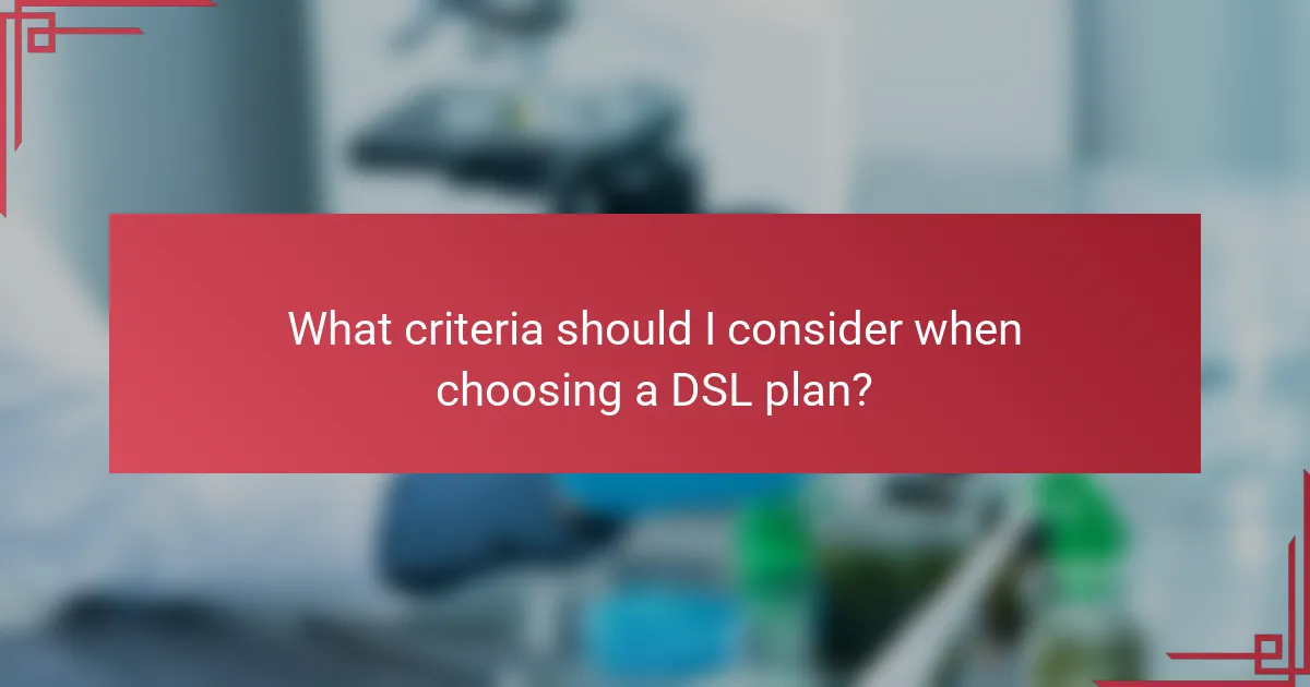 What criteria should I consider when choosing a DSL plan?
